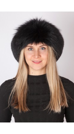 Black fox fur headband